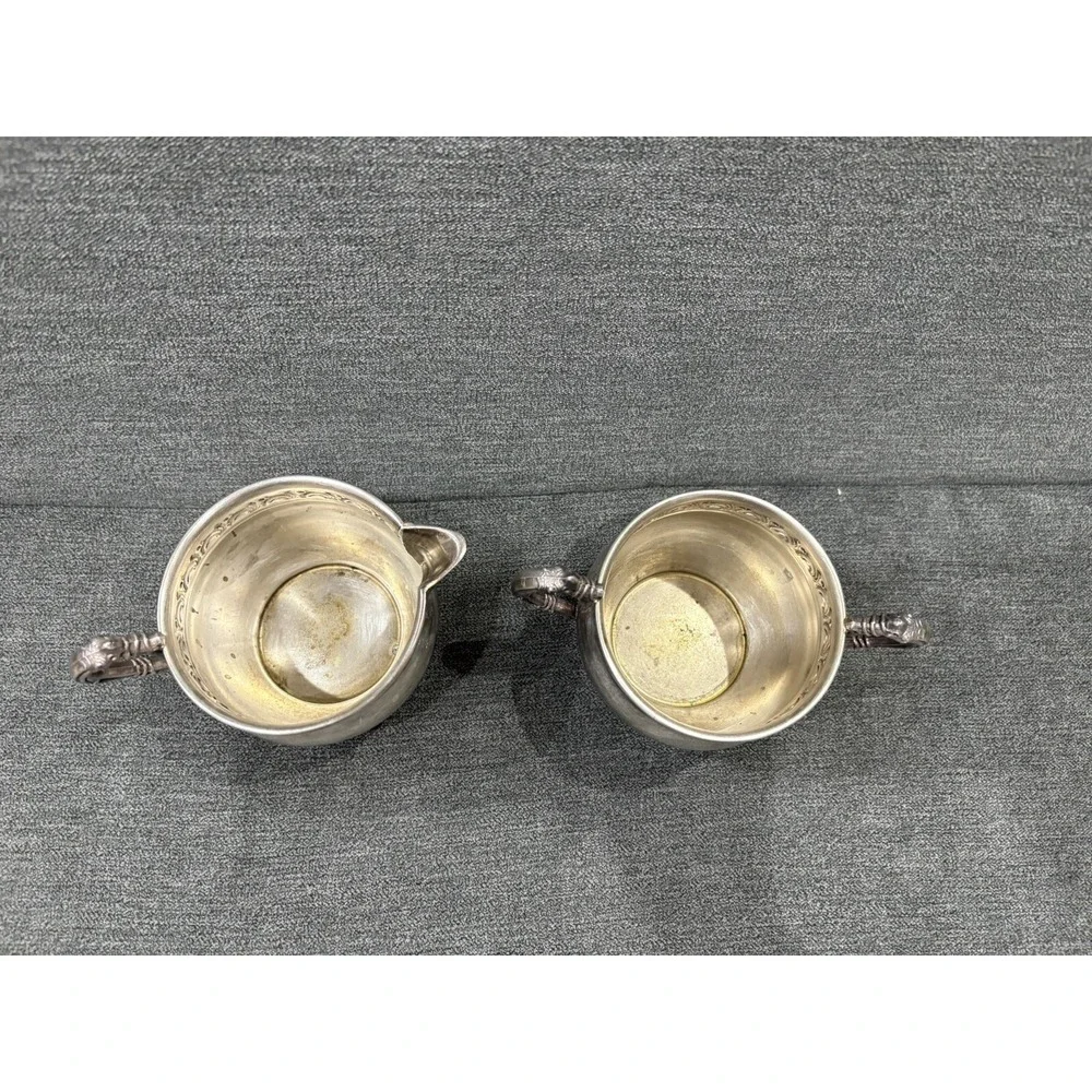 Antique Wallace Avalon Silverplate Sugar Bowl 2833 Creamer Bowl 2834